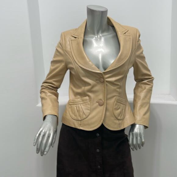 Classiques Entier Cropped Gold Leather Jacket Size S - Picture 1 of 12